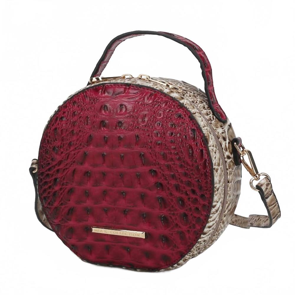 NEW MKF COLLECTION women's ynnari crossbody chic round croc-embossed bag in fuch